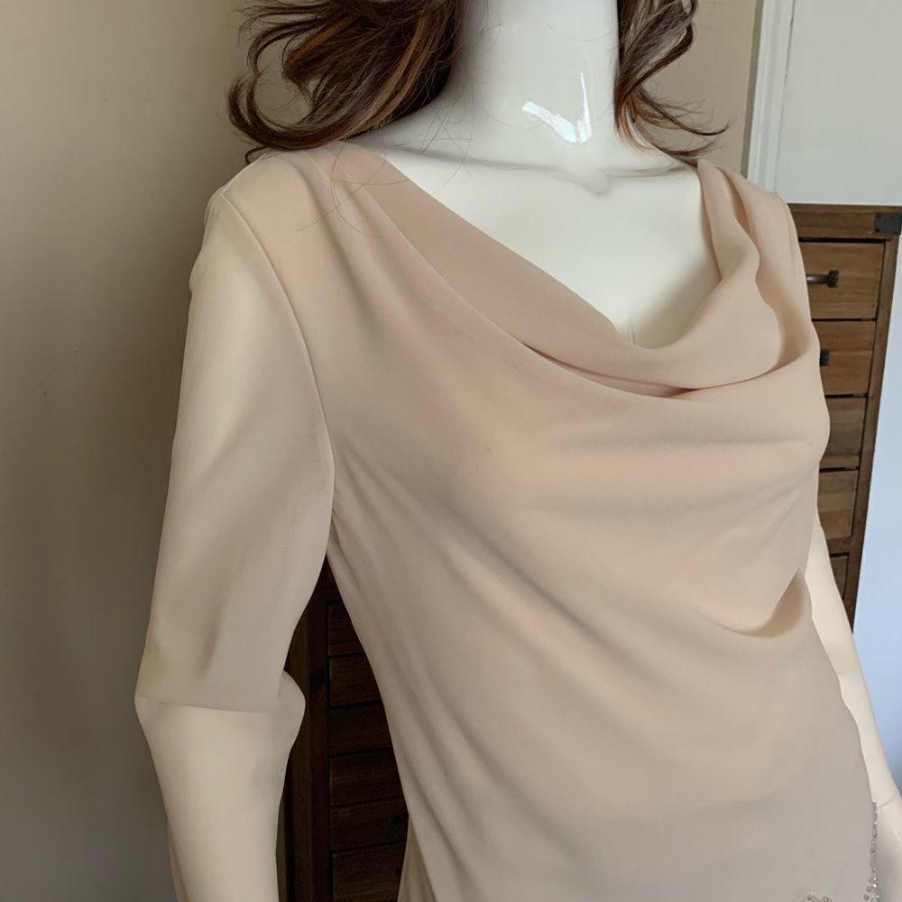 Night Way beaded long sleeve cream top